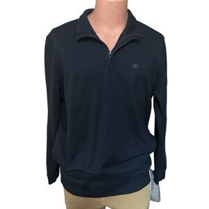 Travis Mathew Cloud Quarter Zip Sweatshirt Navy Blue Sz LG